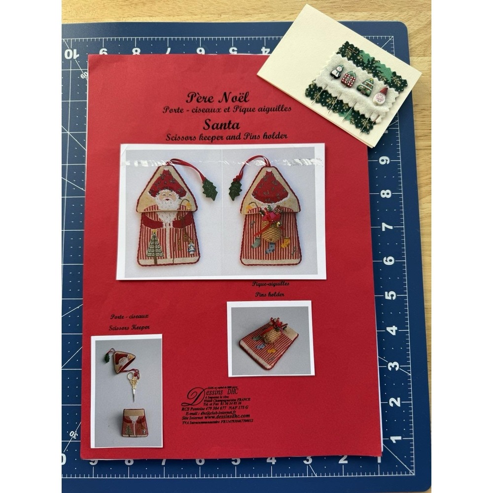 DESSINS DHC Père Noël Cross Stitch Chart Pattern W/ Matching Holiday Pins Rare